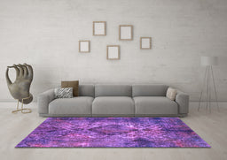 Machine Washable Oriental Purple Industrial Area Rugs in a Living Room, wshurb1708pur