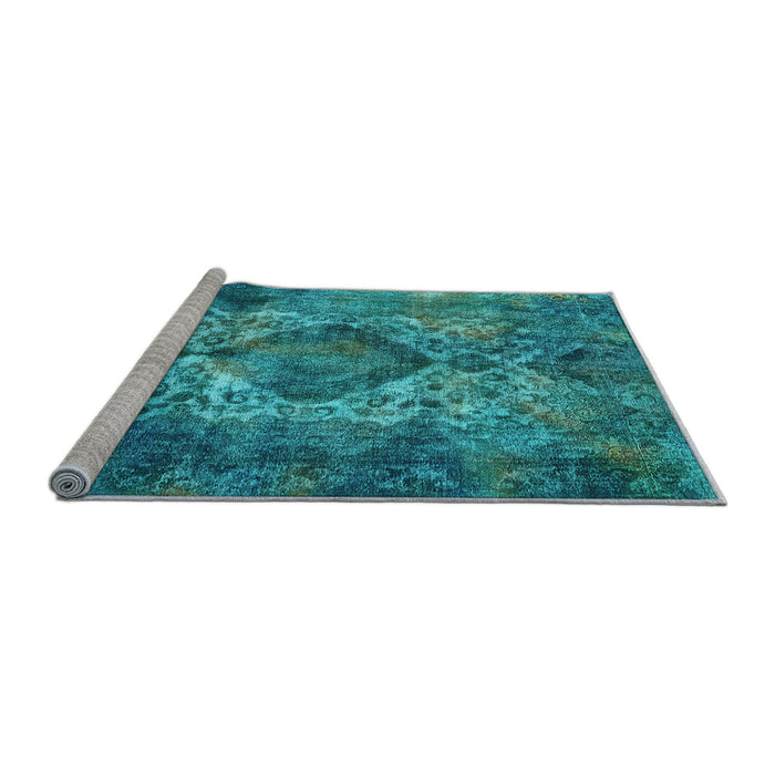 Sideview of Machine Washable Oriental Light Blue Industrial Rug, wshurb1708lblu