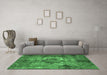 Machine Washable Oriental Emerald Green Industrial Area Rugs in a Living Room,, wshurb1708emgrn