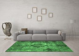 Machine Washable Oriental Emerald Green Industrial Area Rugs in a Living Room,, wshurb1708emgrn