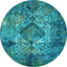 Round Oriental Light Blue Industrial Rug, urb1708lblu