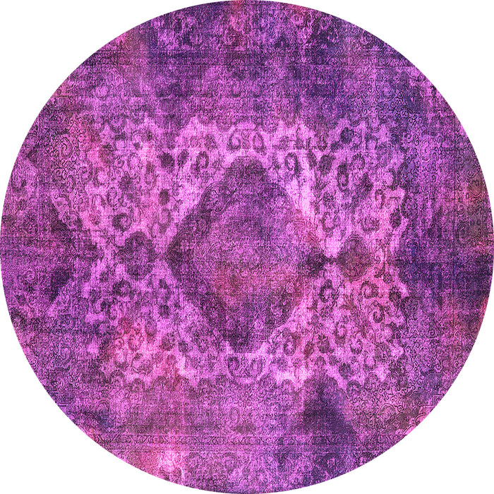 Round Machine Washable Oriental Pink Industrial Rug, wshurb1708pnk