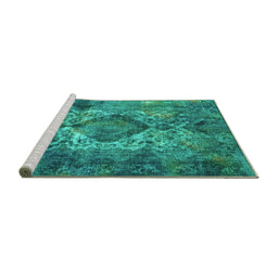 Sideview of Machine Washable Oriental Turquoise Industrial Area Rugs, wshurb1708turq