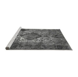 Sideview of Machine Washable Oriental Gray Industrial Rug, wshurb1708gry