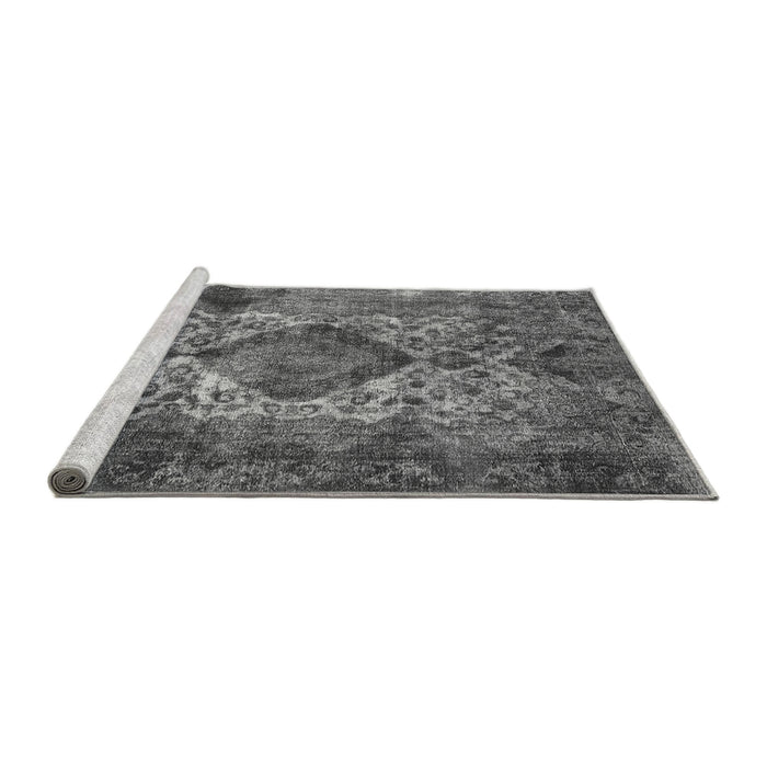 Sideview of Machine Washable Oriental Gray Industrial Rug, wshurb1708gry