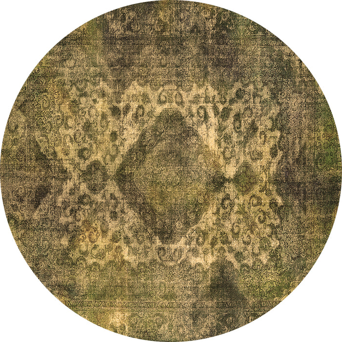 Round Machine Washable Oriental Brown Industrial Rug, wshurb1708brn