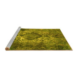 Sideview of Machine Washable Oriental Yellow Industrial Rug, wshurb1708yw