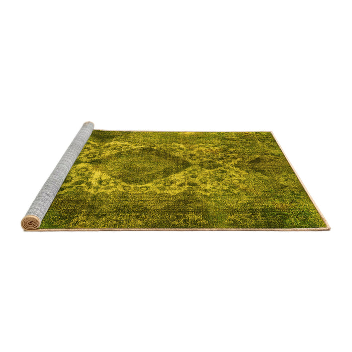 Sideview of Machine Washable Oriental Yellow Industrial Rug, wshurb1708yw