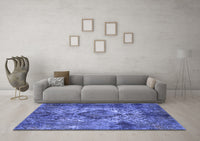 Machine Washable Oriental Blue Industrial Rug, wshurb1708blu