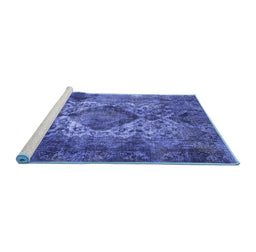 Sideview of Machine Washable Oriental Blue Industrial Rug, wshurb1708blu