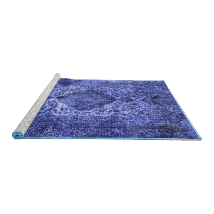 Sideview of Machine Washable Oriental Blue Industrial Rug, wshurb1708blu