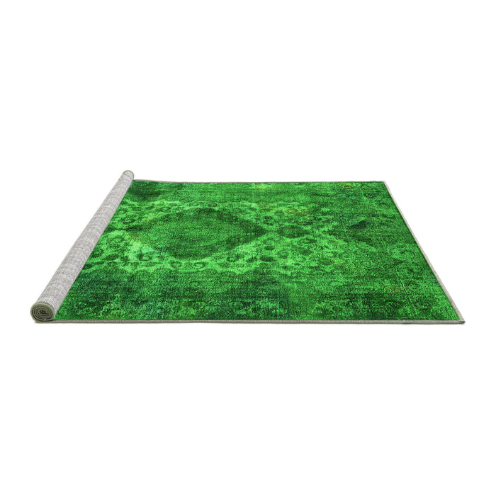 Sideview of Machine Washable Oriental Green Industrial Area Rugs, wshurb1708grn