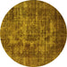 Round Oriental Yellow Industrial Rug, urb1709yw