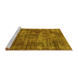 Sideview of Machine Washable Oriental Yellow Industrial Rug, wshurb1709yw