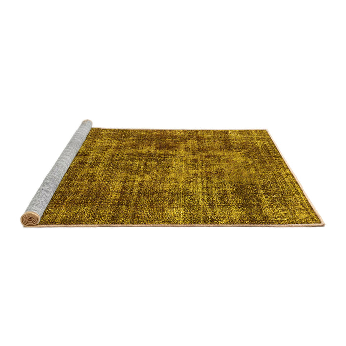 Sideview of Machine Washable Oriental Yellow Industrial Rug, wshurb1709yw