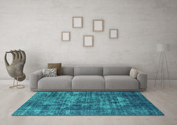 Machine Washable Oriental Turquoise Industrial Area Rugs in a Living Room,, wshurb1709turq