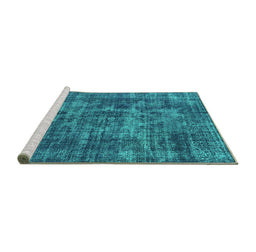 Sideview of Machine Washable Oriental Turquoise Industrial Area Rugs, wshurb1709turq