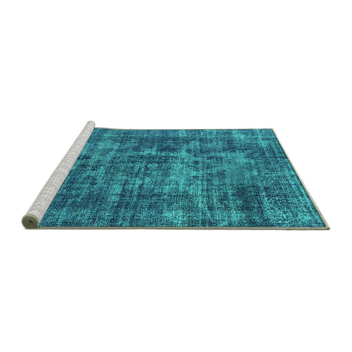 Sideview of Machine Washable Oriental Turquoise Industrial Area Rugs, wshurb1709turq