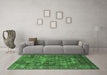 Machine Washable Oriental Green Industrial Area Rugs in a Living Room,, wshurb1709grn