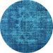 Round Oriental Light Blue Industrial Rug, urb1709lblu