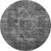 Round Oriental Gray Industrial Rug, urb1709gry