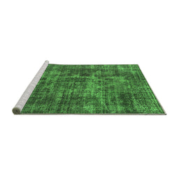 Sideview of Machine Washable Oriental Green Industrial Area Rugs, wshurb1709grn