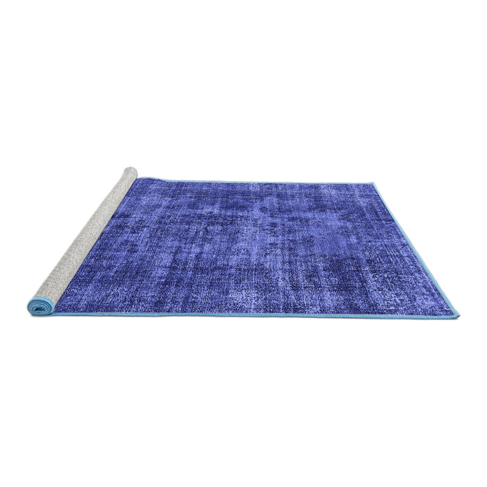 Sideview of Machine Washable Oriental Blue Industrial Rug, wshurb1709blu