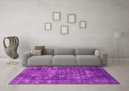 Machine Washable Oriental Pink Industrial Rug in a Living Room, wshurb1709pnk
