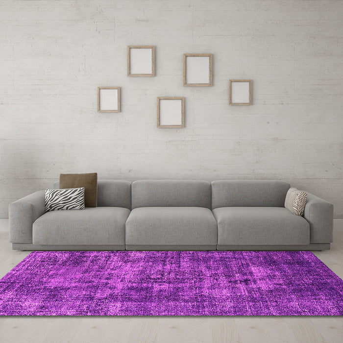 Machine Washable Oriental Pink Industrial Rug in a Living Room, wshurb1709pnk