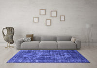 Machine Washable Oriental Blue Industrial Rug, wshurb1709blu