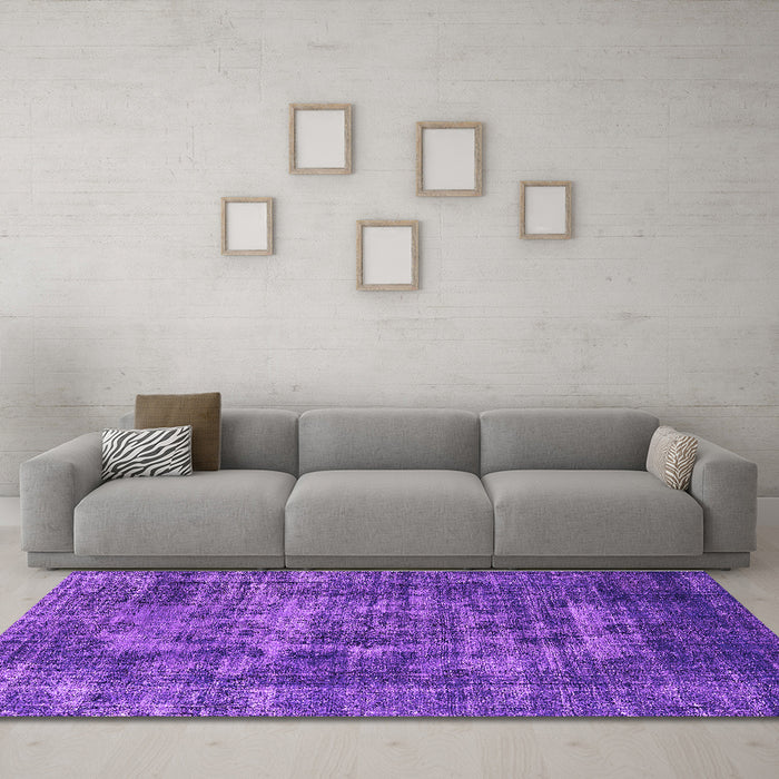 Machine Washable Oriental Purple Industrial Area Rugs in a Living Room, wshurb1709pur