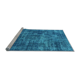 Sideview of Machine Washable Oriental Light Blue Industrial Rug, wshurb1709lblu