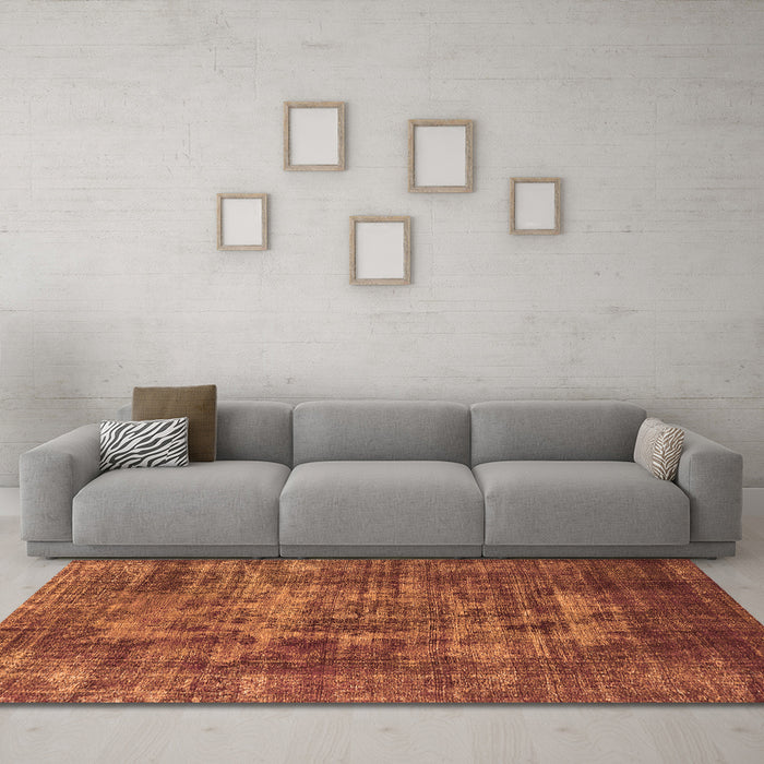 Machine Washable Oriental Orange Industrial Area Rugs in a Living Room, wshurb1709org