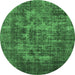 Round Oriental Emerald Green Industrial Rug, urb1709emgrn