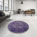 Round Machine Washable Industrial Modern Purple Haze Purple Rug in a Office, wshurb1709