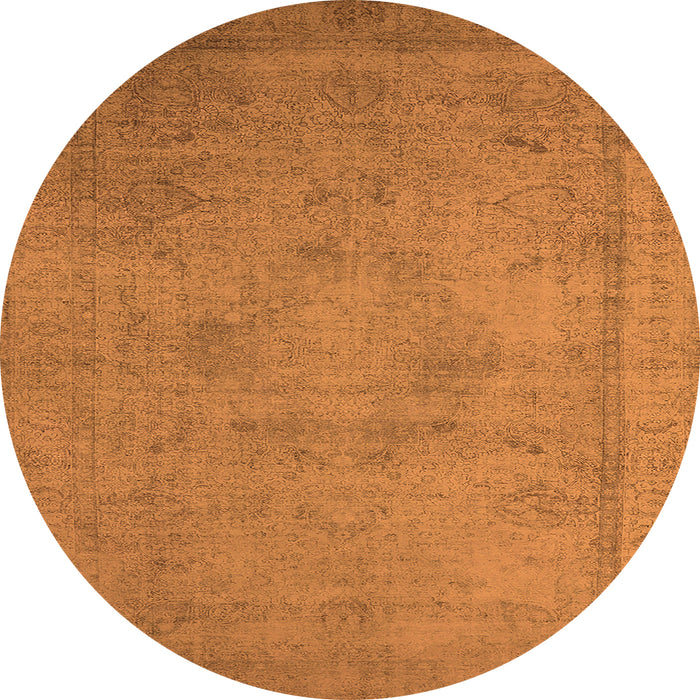 Round Machine Washable Oriental Orange Industrial Area Rugs, wshurb1710org