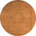 Round Machine Washable Oriental Orange Industrial Area Rugs, wshurb1710org