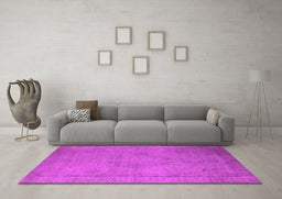 Machine Washable Oriental Pink Industrial Rug in a Living Room, wshurb1710pnk