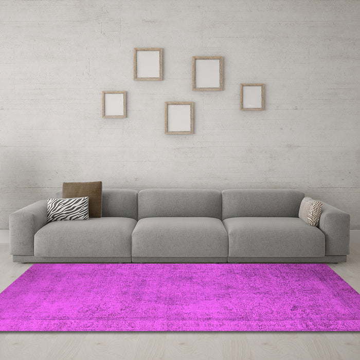 Machine Washable Oriental Pink Industrial Rug in a Living Room, wshurb1710pnk