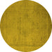 Round Oriental Yellow Industrial Rug, urb1710yw