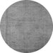 Round Oriental Gray Industrial Rug, urb1710gry