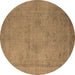 Round Oriental Brown Industrial Rug, urb1710brn