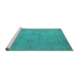 Sideview of Machine Washable Oriental Turquoise Industrial Area Rugs, wshurb1710turq