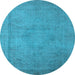 Round Oriental Light Blue Industrial Rug, urb1710lblu