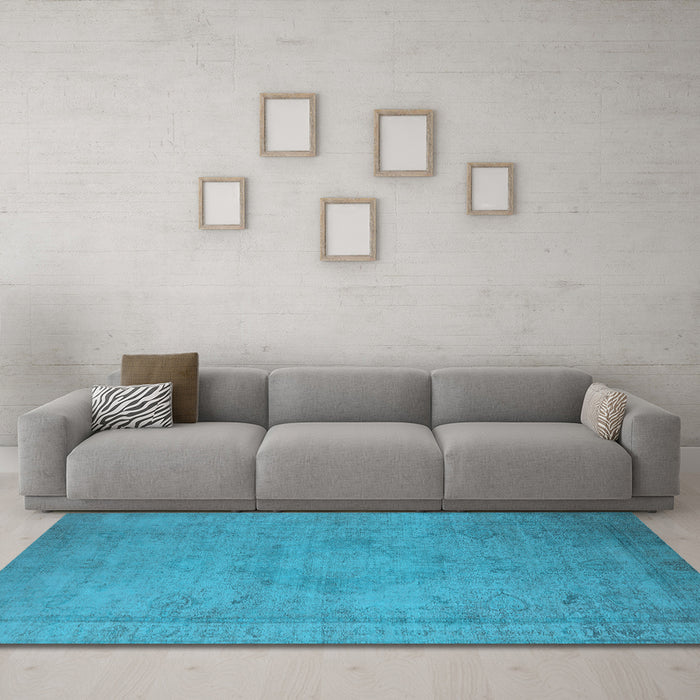 Machine Washable Oriental Light Blue Industrial Rug in a Living Room, wshurb1710lblu