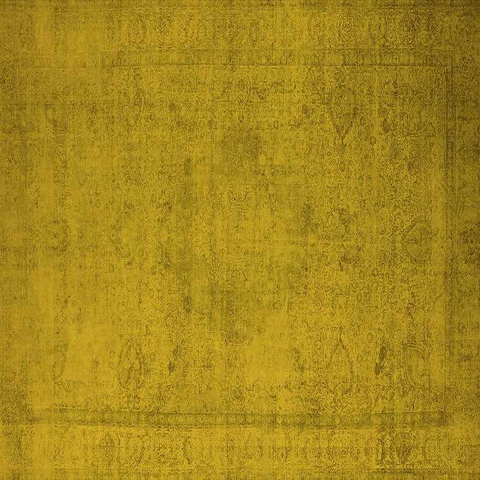 Square Machine Washable Oriental Yellow Industrial Rug, wshurb1710yw