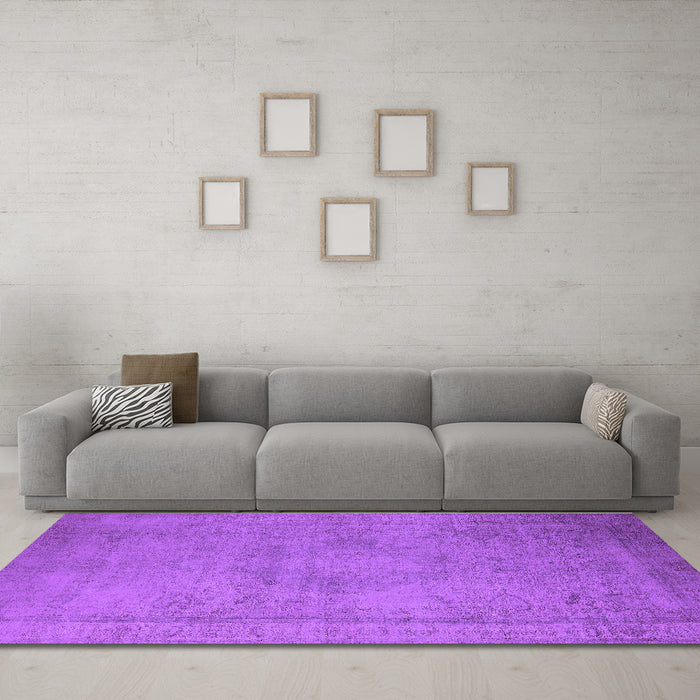 Machine Washable Oriental Purple Industrial Area Rugs in a Living Room, wshurb1710pur
