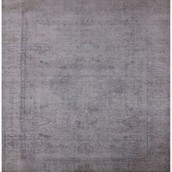 Square Machine Washable Industrial Modern Silver Gray Rug, wshurb1710