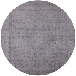 Round Machine Washable Industrial Modern Silver Gray Rug, wshurb1710