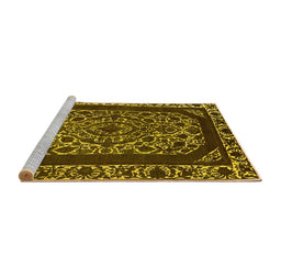 Sideview of Machine Washable Oriental Yellow Industrial Rug, wshurb1711yw
